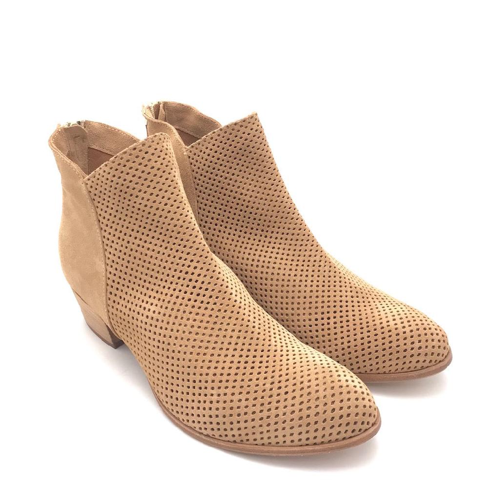 Zulian Calzature Tronchetto Forato In Crosta Beige