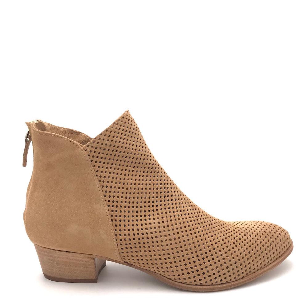 Zulian Calzature Tronchetto forato in crosta beige