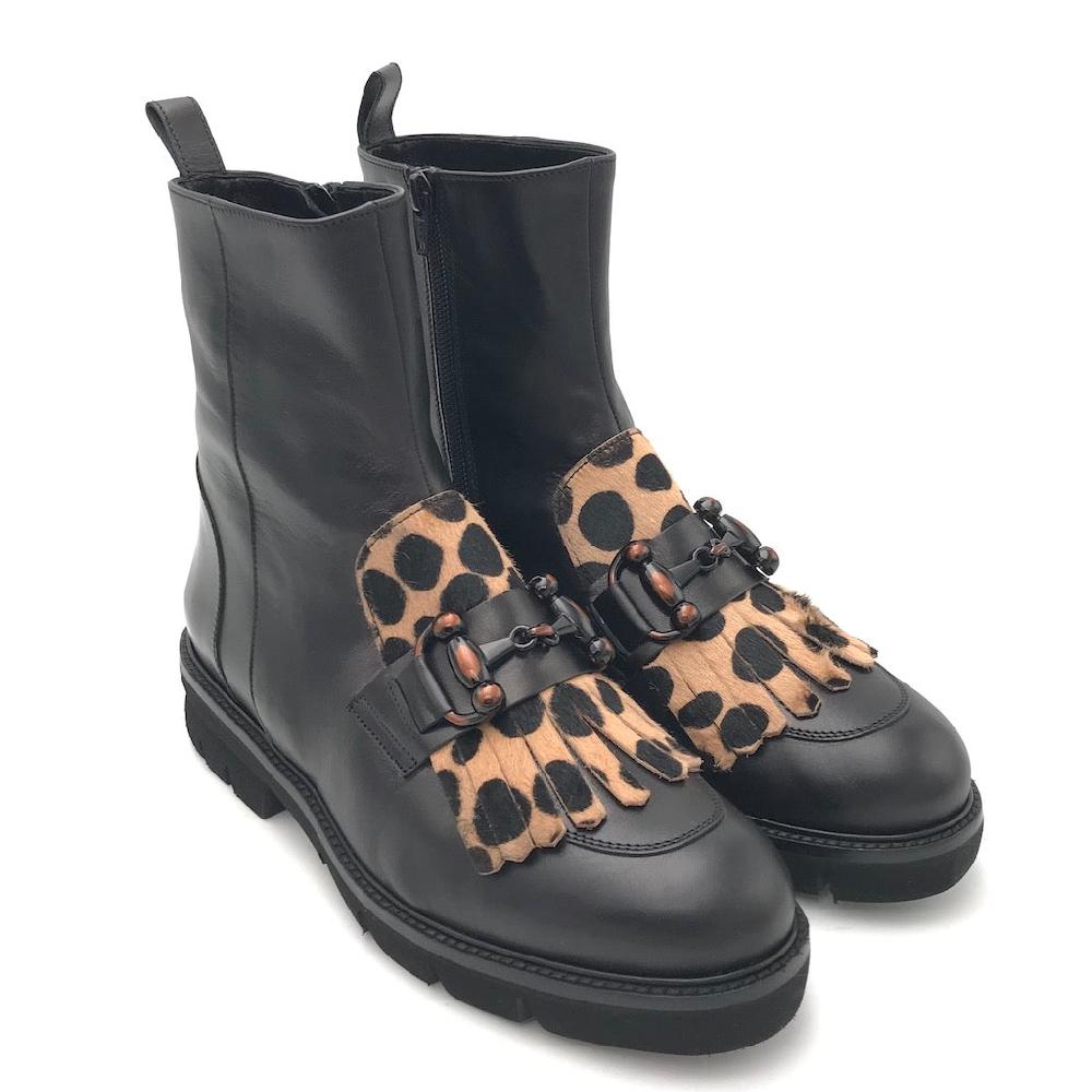 Zulian Calzature Tronchetto Nero Animalier