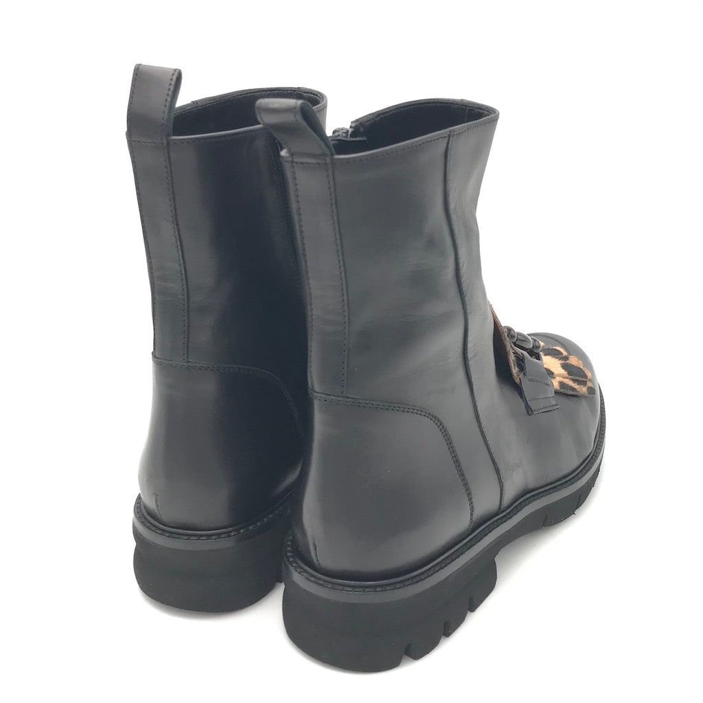 Zulian Calzature Tronchetto Nero Animalier