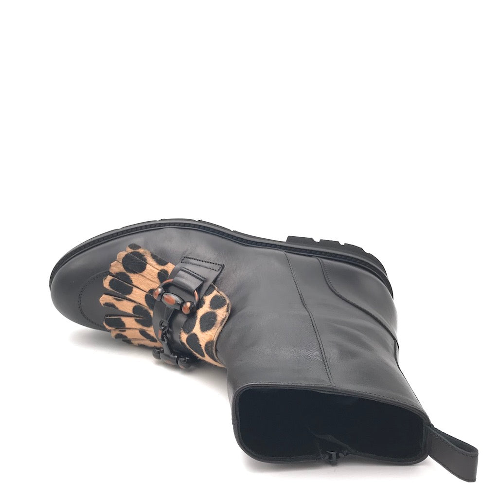 Zulian Calzature Tronchetto Nero Animalier