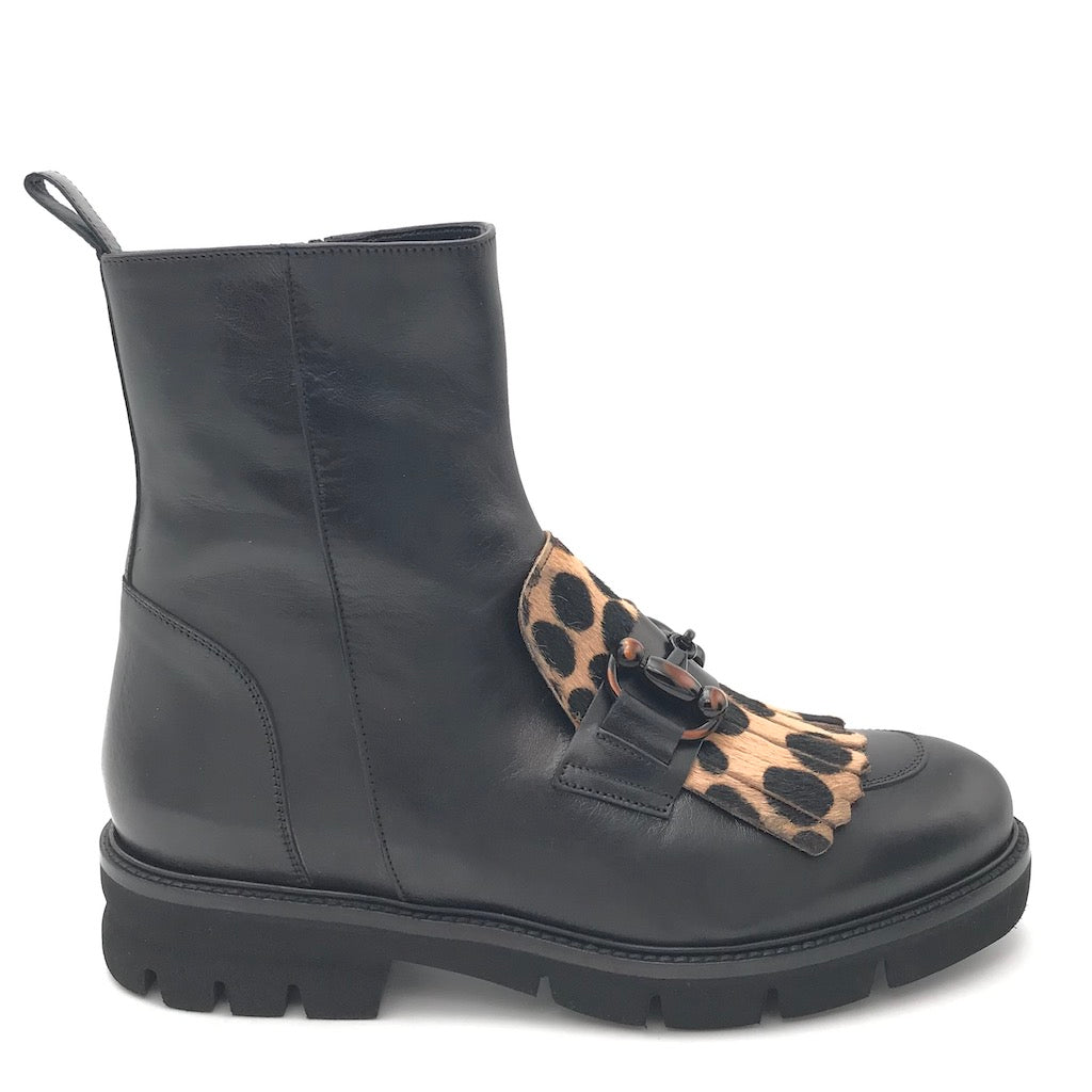 Zulian Calzature Tronchetto nero animalier