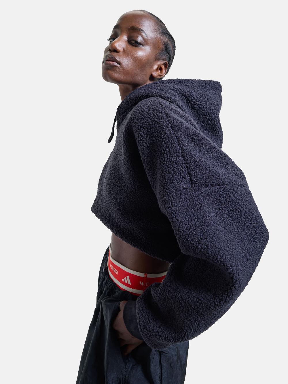 Moon Boot Felpa Cropped Nera Con Cappuccio Adidas X Moon Boot