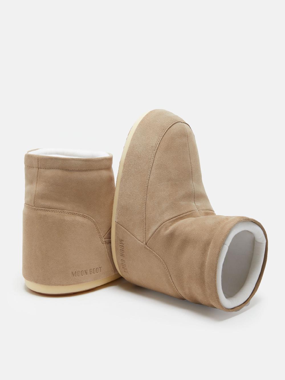 Moon Boot ICON LOW NOLACE BEIGE IN PELLE SCAMOSCIATA