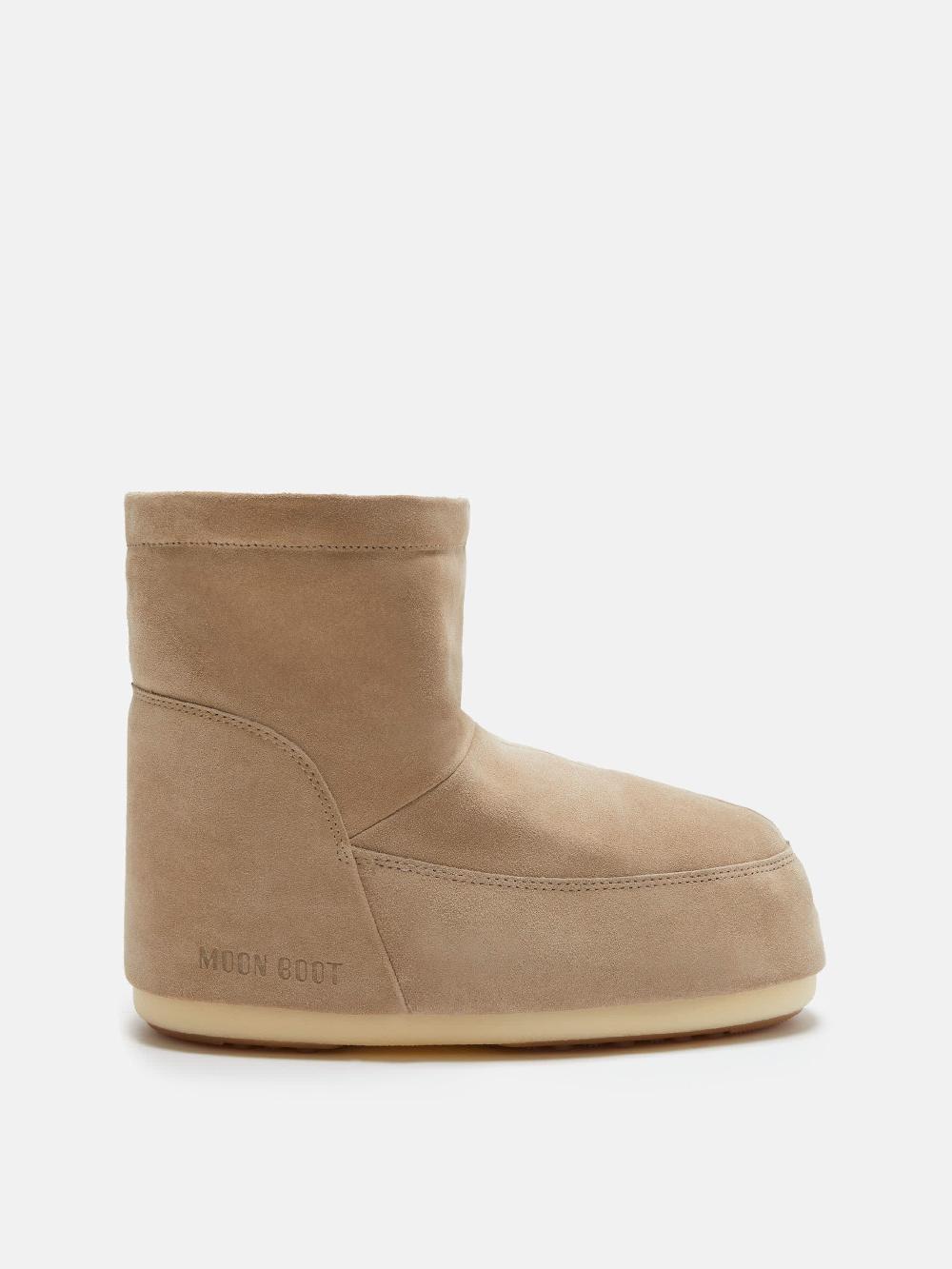 Moon Boot ICON LOW NOLACE BEIGE IN PELLE SCAMOSCIATA