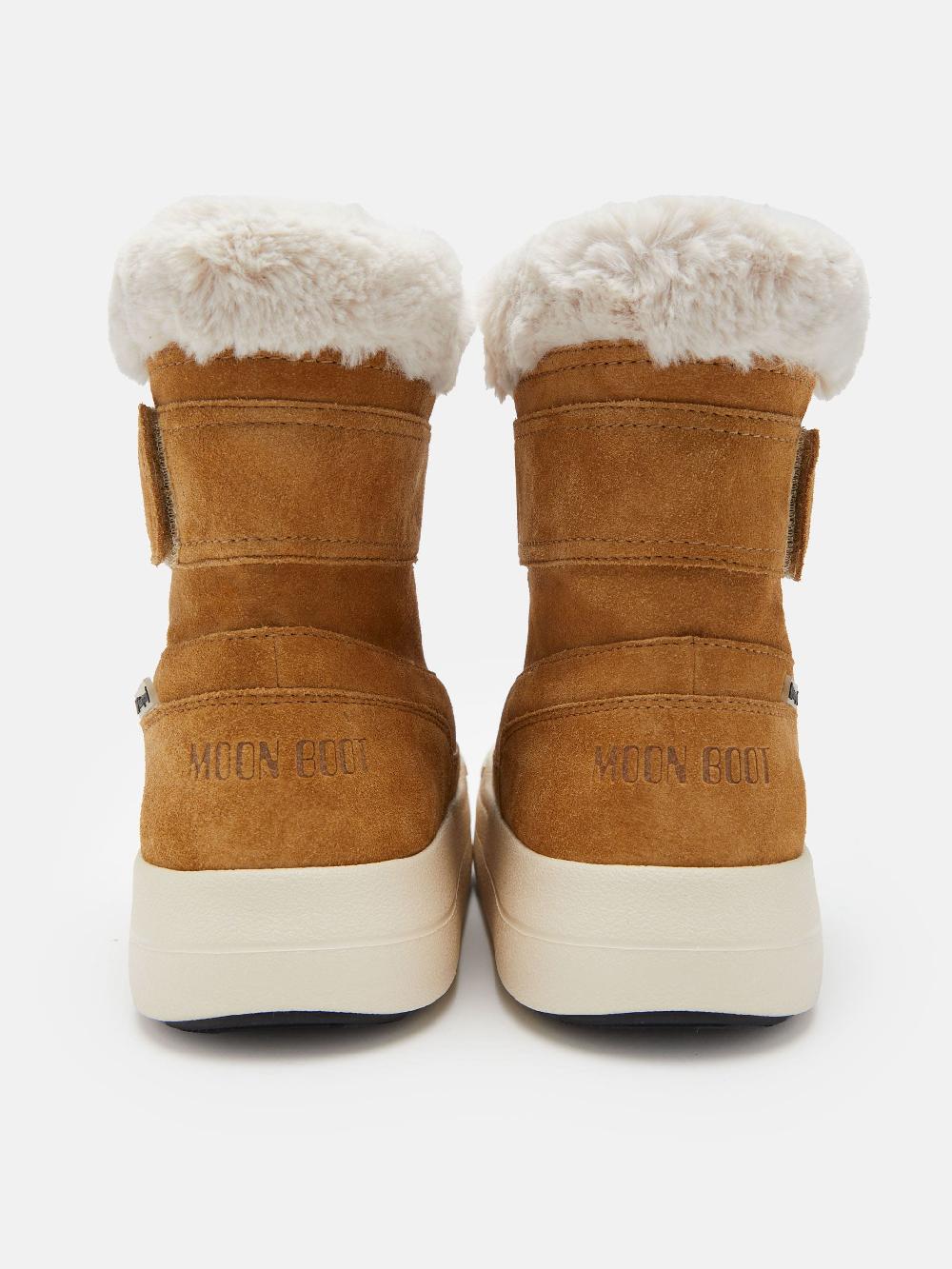 Moon Boot JUNIOR PARK NOCCIOLA IN PELLE SCAMOSCIATA CON CHIUSURA A STRAPPO