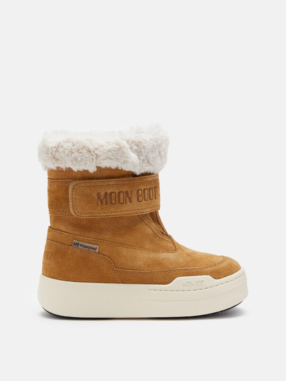 Moon Boot JUNIOR PARK NOCCIOLA IN PELLE SCAMOSCIATA CON CHIUSURA A STRAPPO