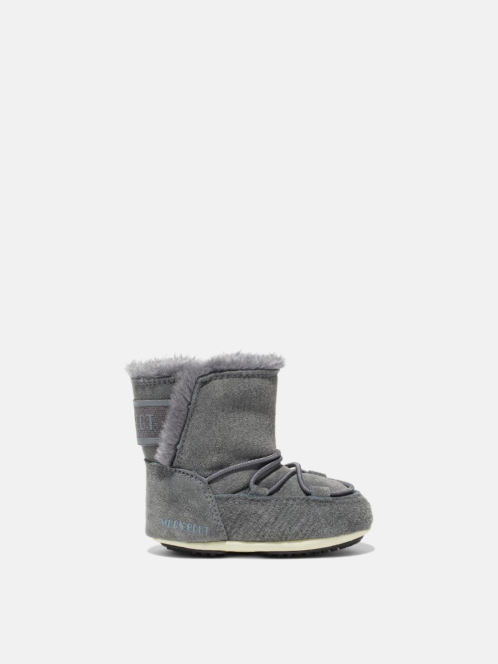 Moon Boot CRIB GRIGIO IN PELLE SCAMOSCIATA