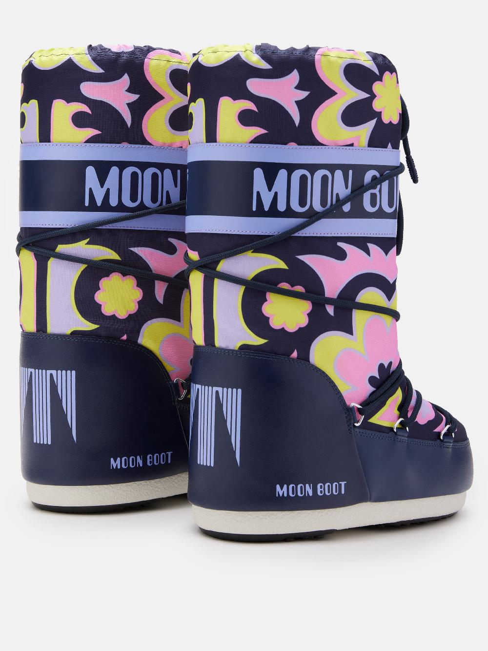 Moon Boot ICON BLU CON MOTIVO FLOREALE