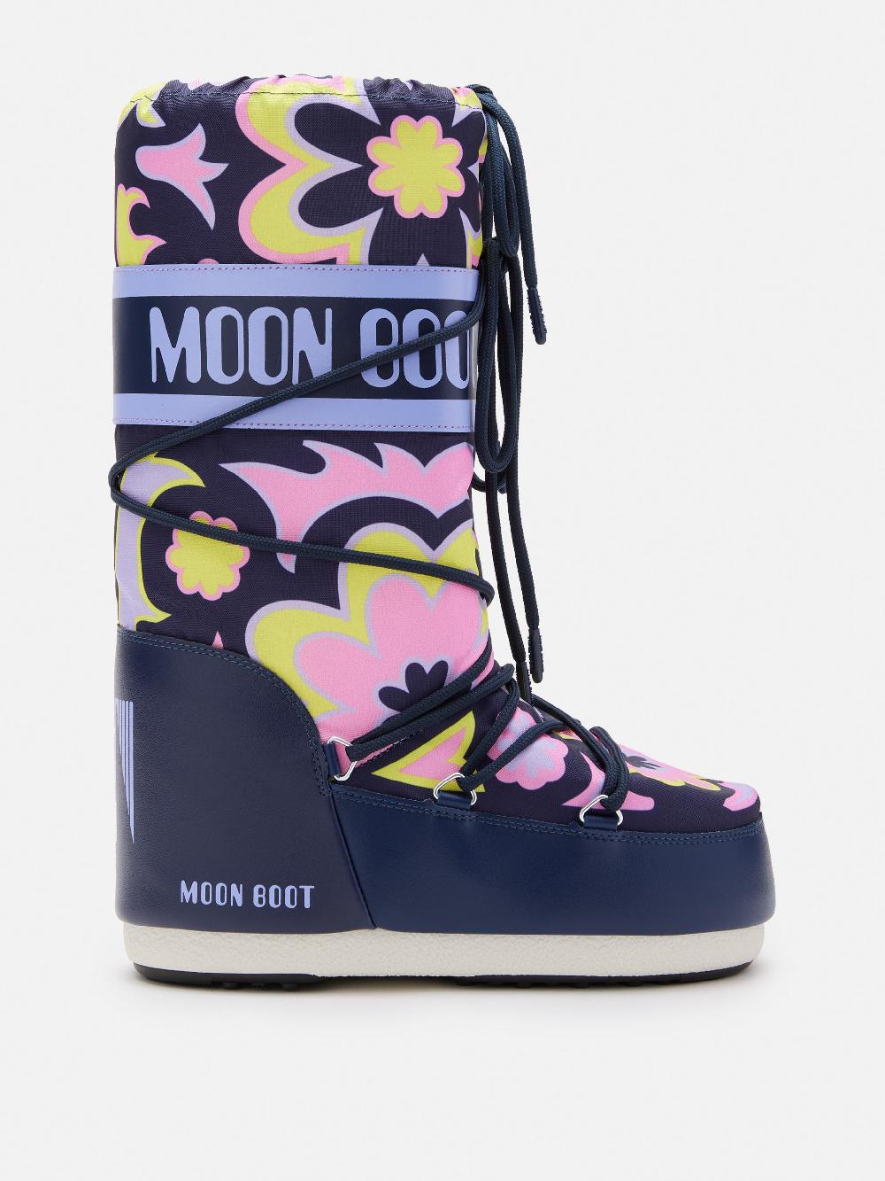 Moon Boot ICON BLU CON MOTIVO FLOREALE