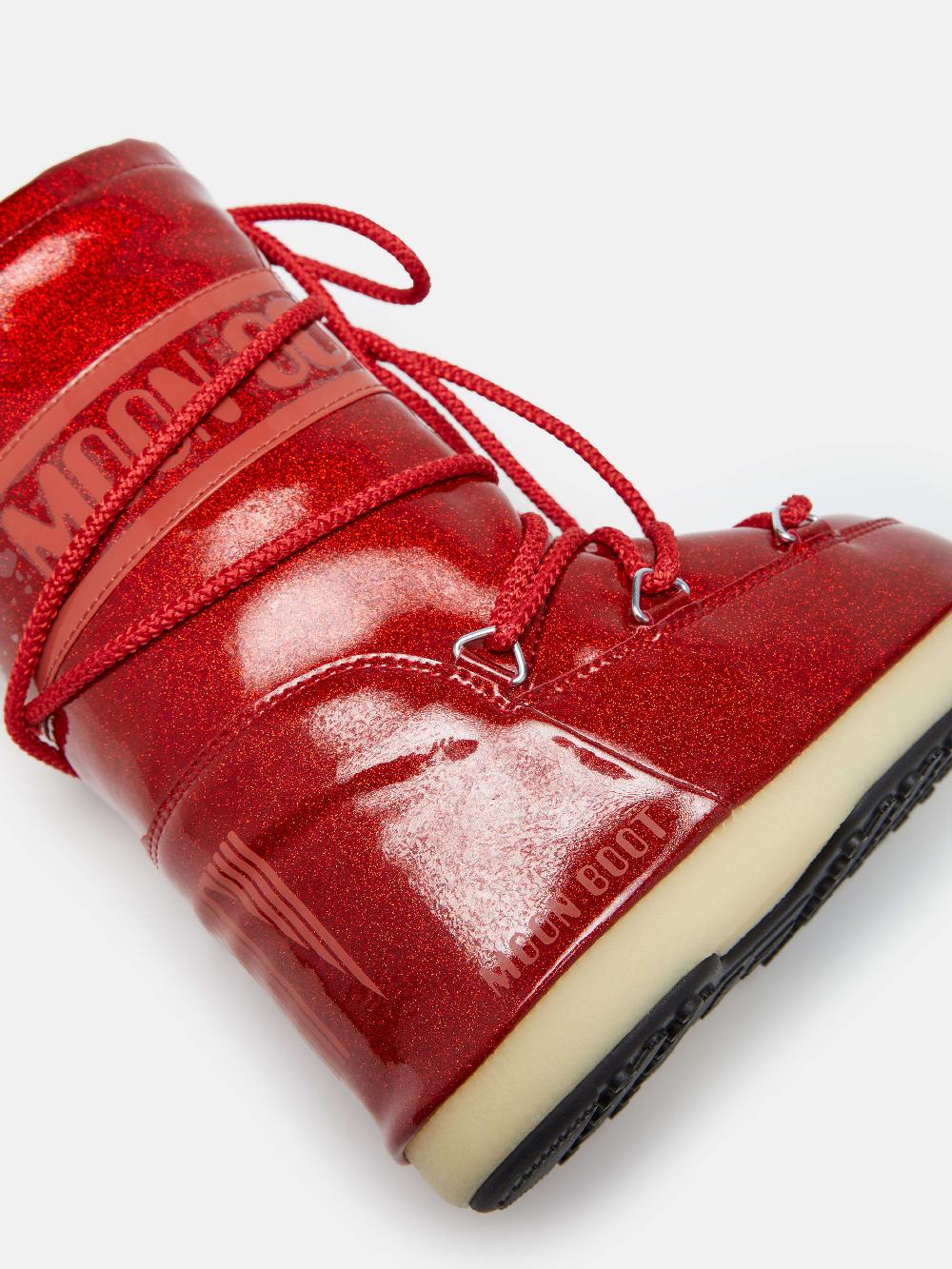 Moon Boot ICON JUNIOR GLITTER ROSSO