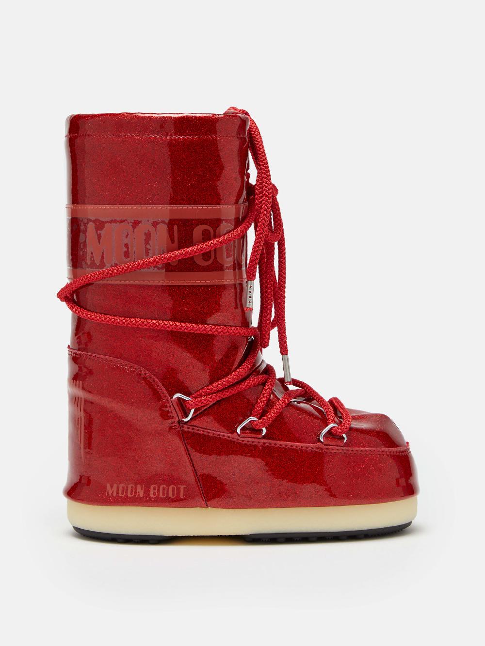 Moon Boot ICON JUNIOR GLITTER ROSSO