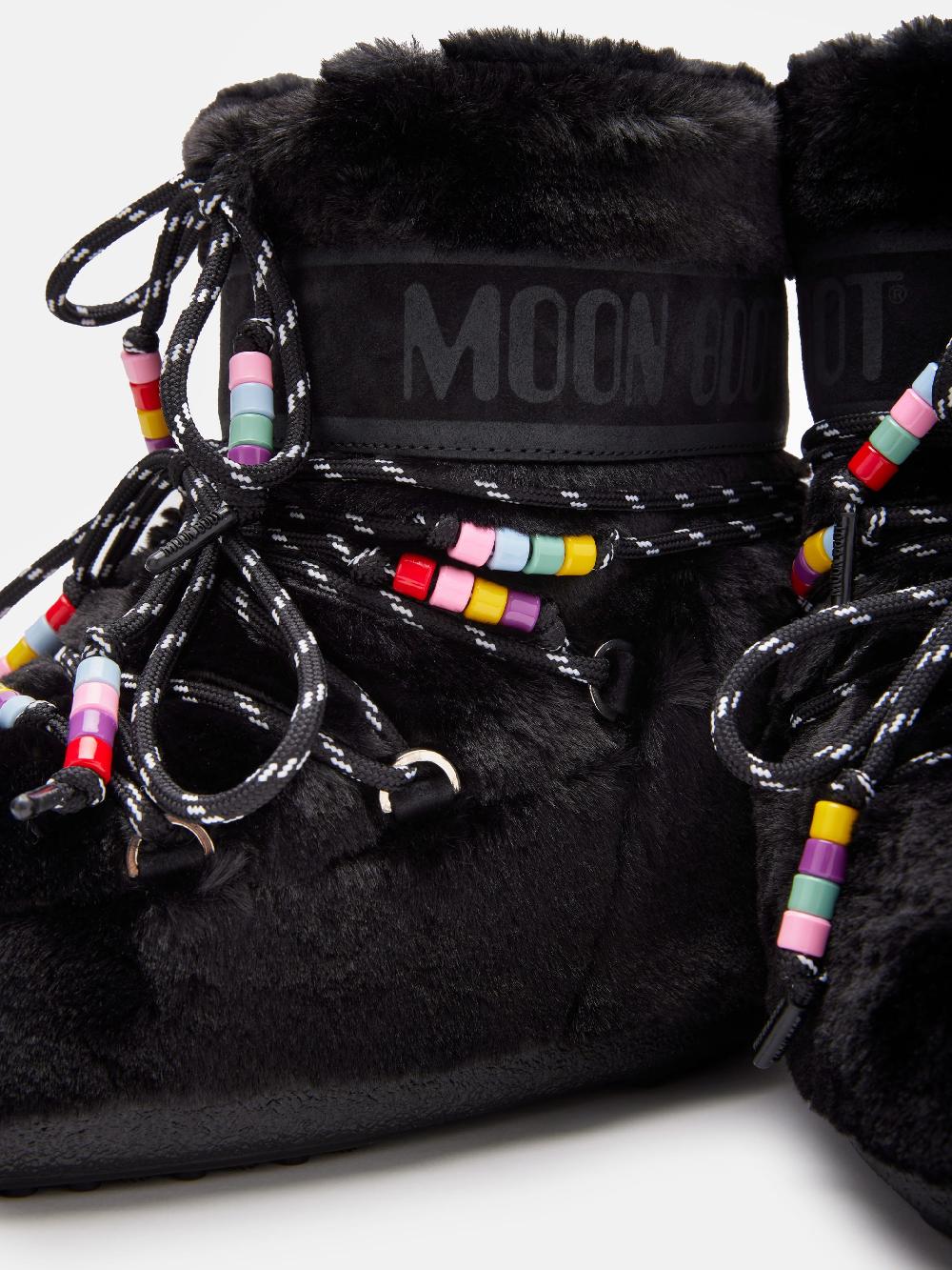 Moon Boot ICON LOW FAUX-FUR BEADS NERO