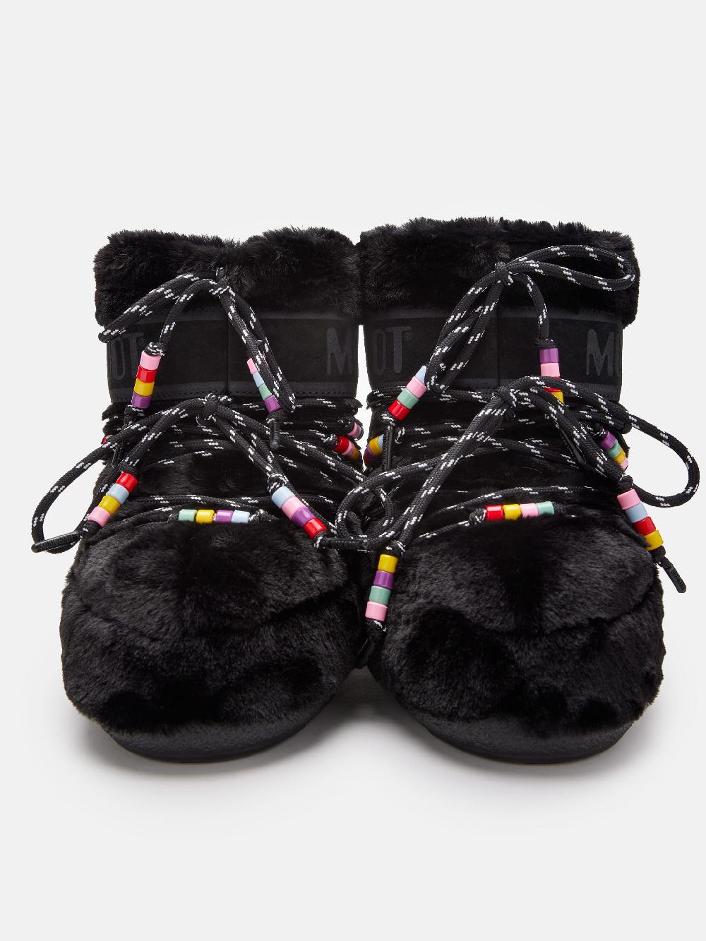Moon Boot ICON LOW FAUX-FUR BEADS NERO
