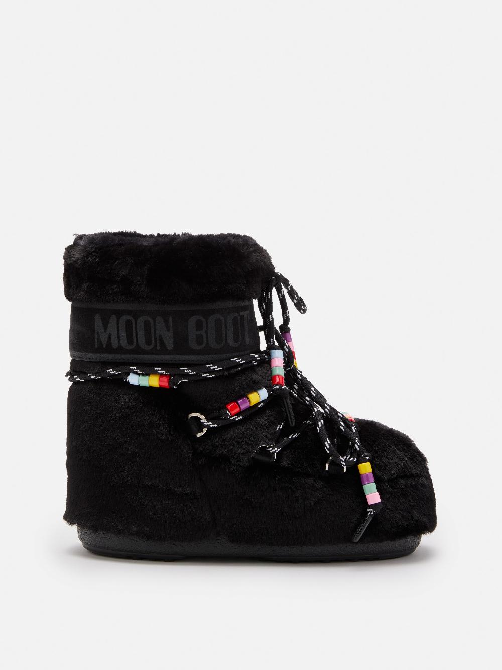 Moon Boot ICON LOW FAUX-FUR BEADS NERO