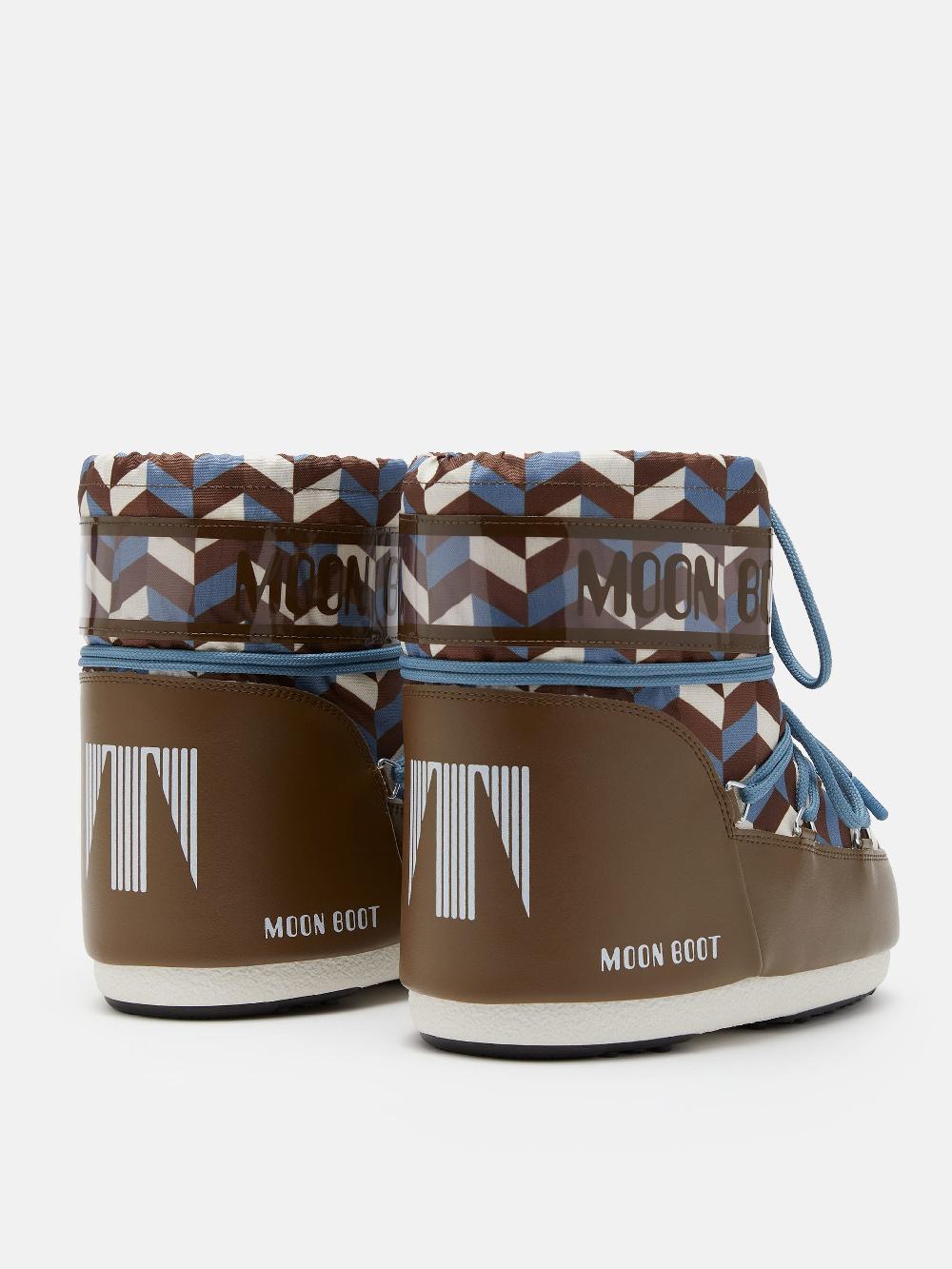Moon Boot ICON LOW MARRONE CON STAMPA OPTICAL