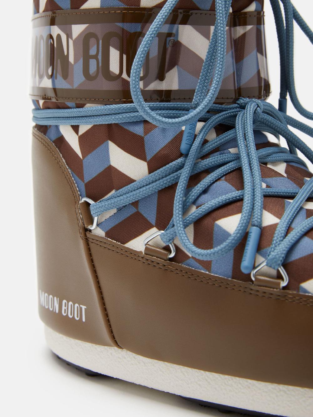 Moon Boot ICON LOW MARRONE CON STAMPA OPTICAL
