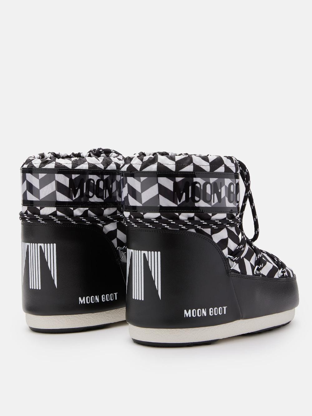 Moon Boot ICON LOW NERO CON STAMPA OPTICAL