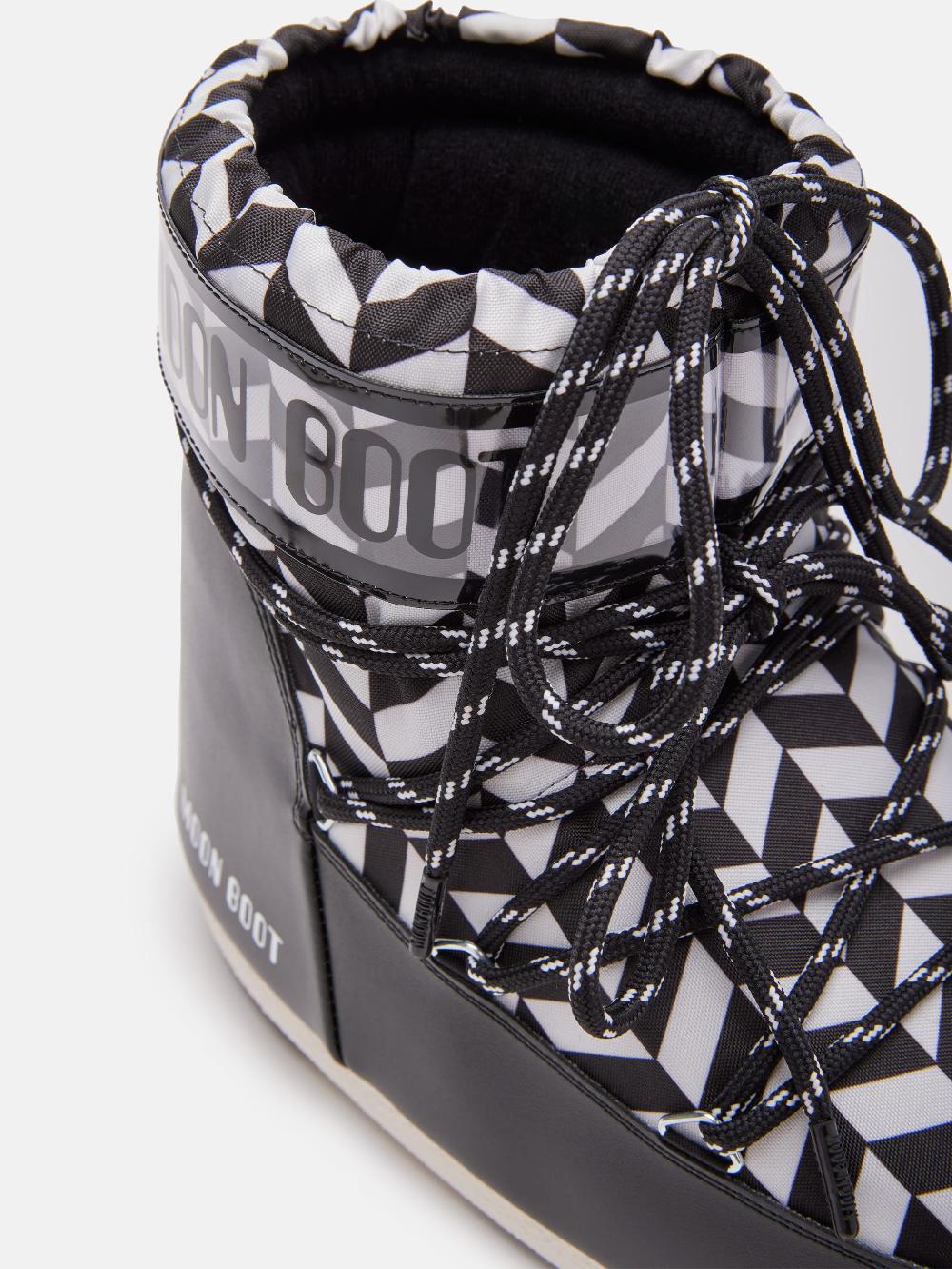 Moon Boot ICON LOW NERO CON STAMPA OPTICAL
