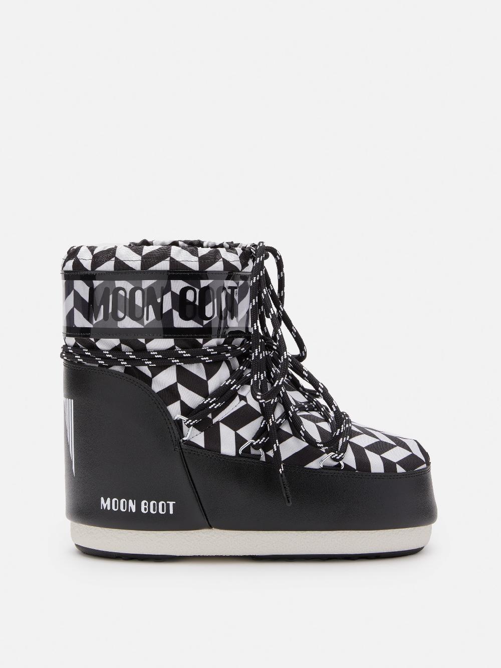 Moon Boot ICON LOW NERO CON STAMPA OPTICAL