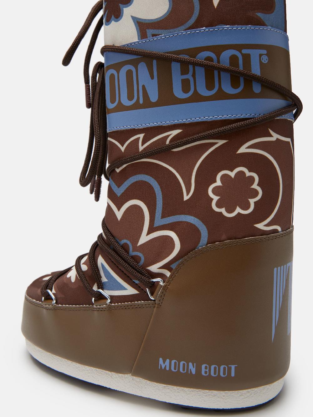 Moon Boot ICON MARRONE CON MOTIVO FLOREALE