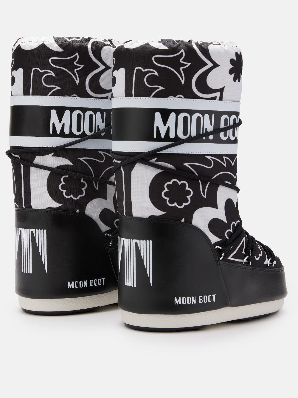 Moon Boot ICON NERO CON MOTIVO FLOREALE