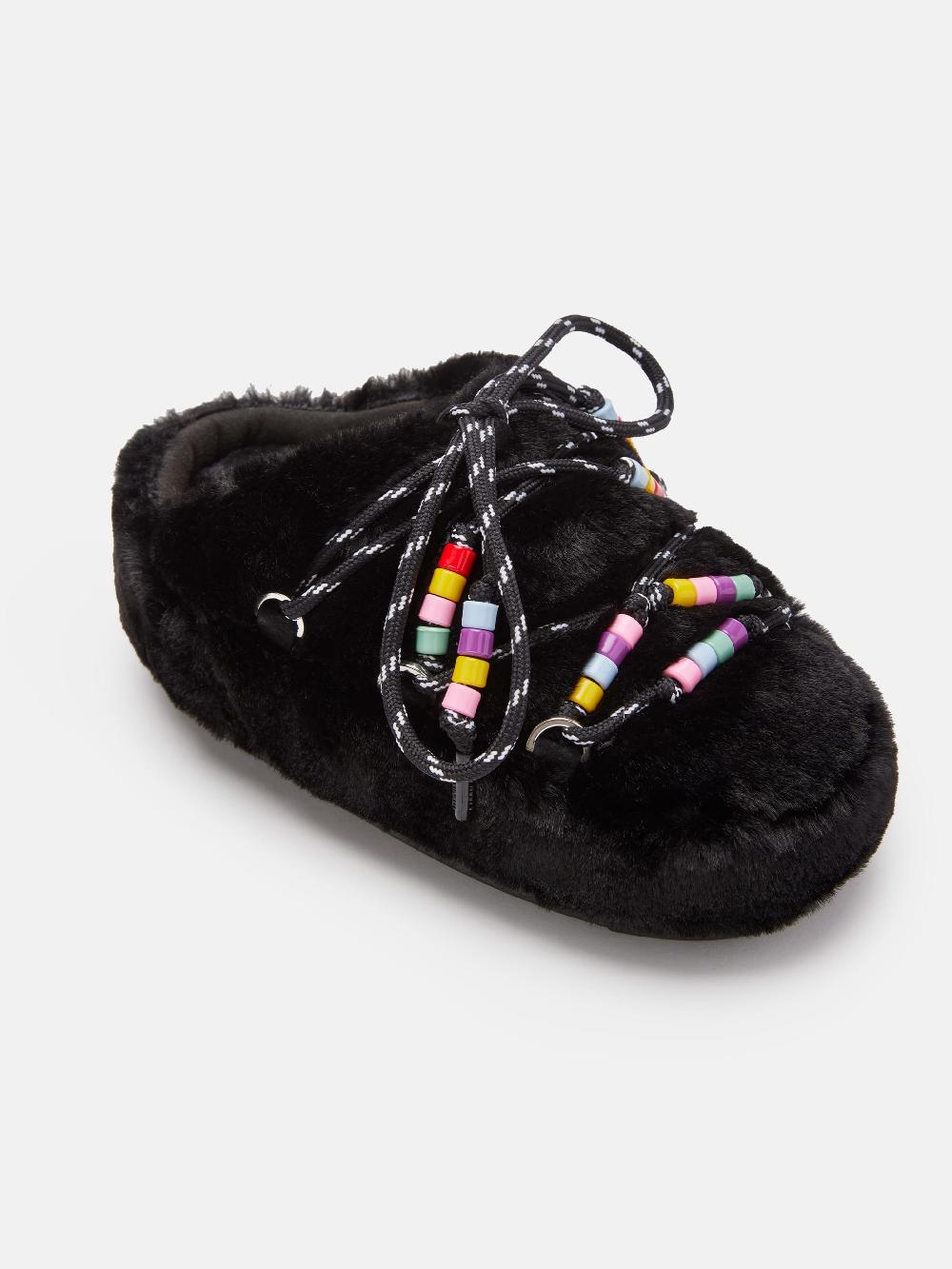 Moon Boot MULE FAUX-FUR BEADS NERO