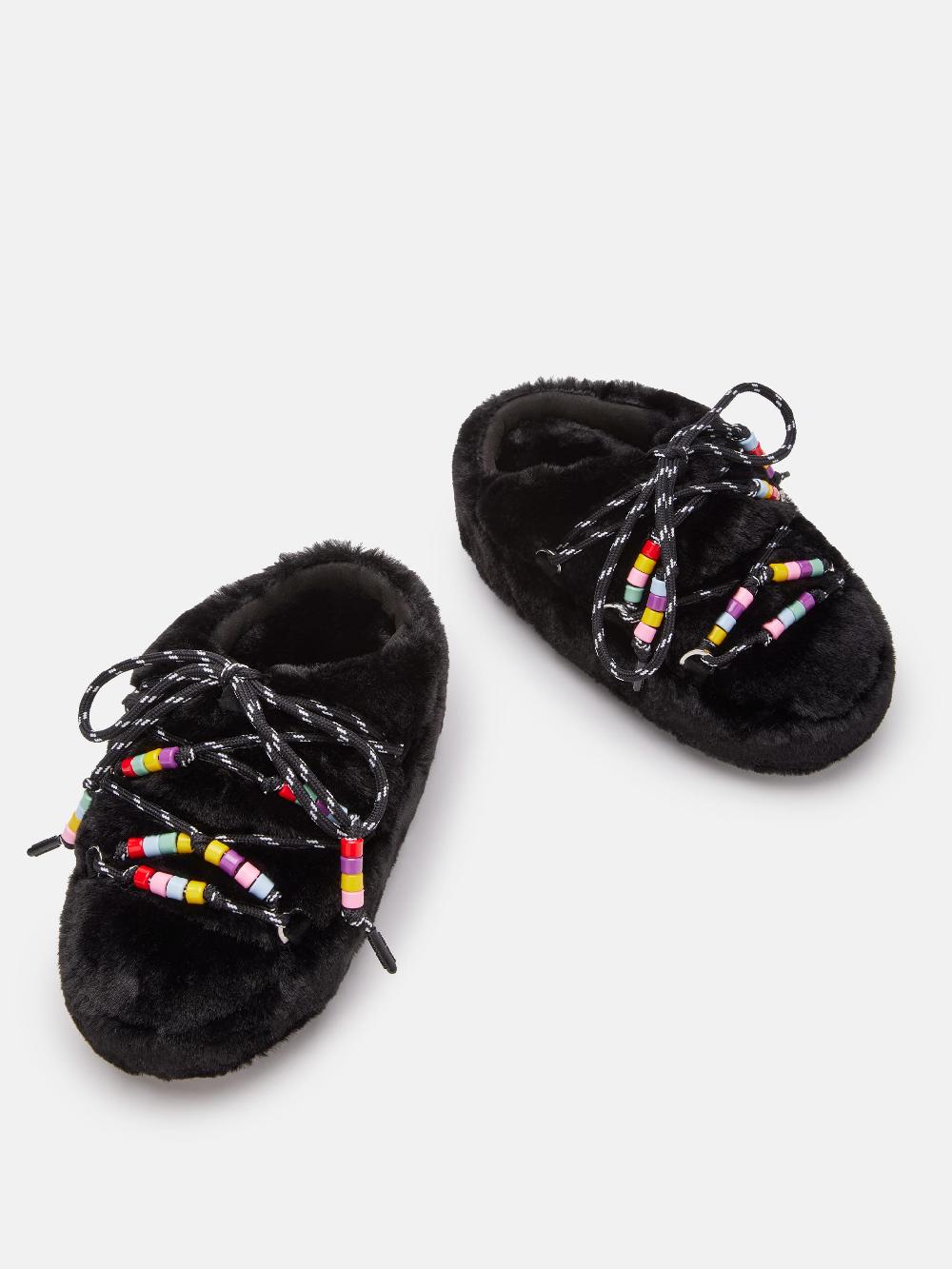 Moon Boot MULE FAUX-FUR BEADS NERO