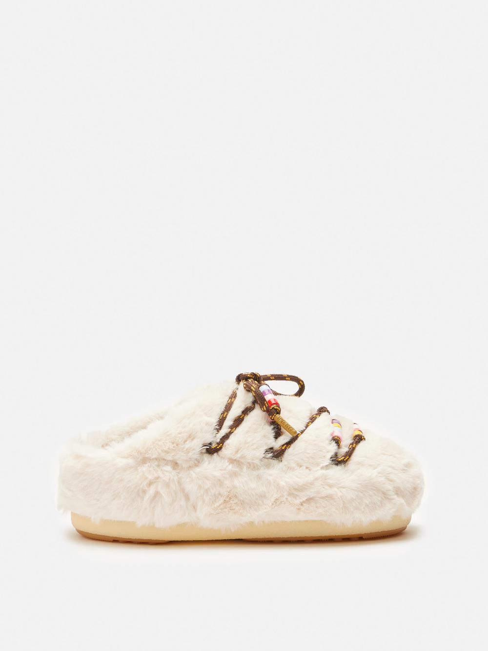 Moon Boot MULE FAUX-FUR BEADS PANNA