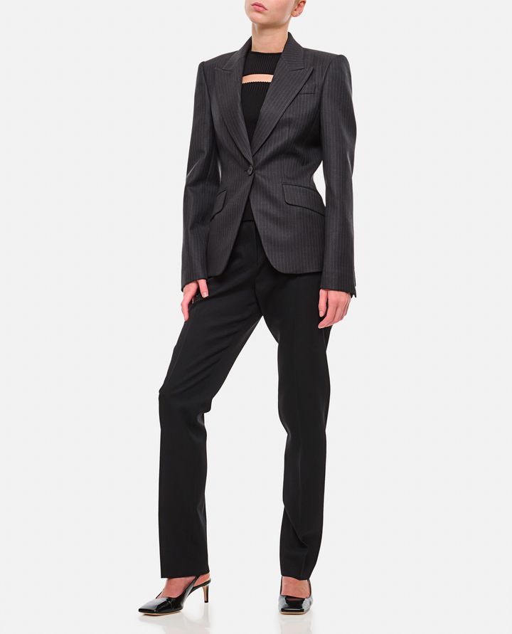 Alexander McQueen GIACCA MONOPETTO GESSATA IN LANA