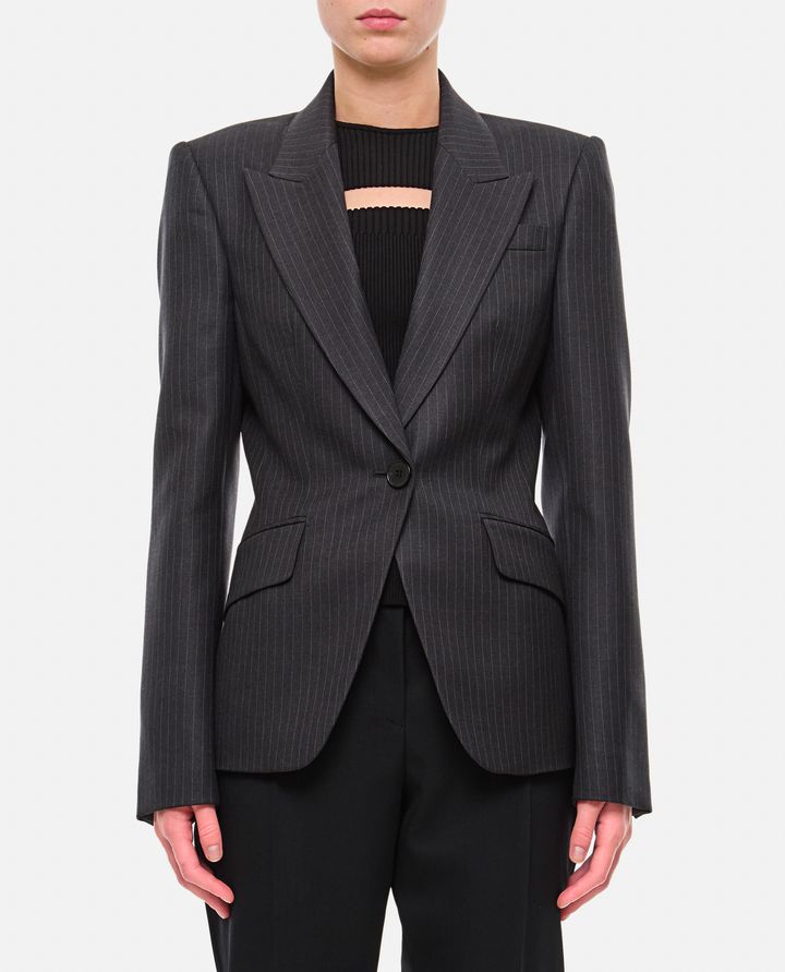 Alexander McQueen GIACCA MONOPETTO GESSATA IN LANA