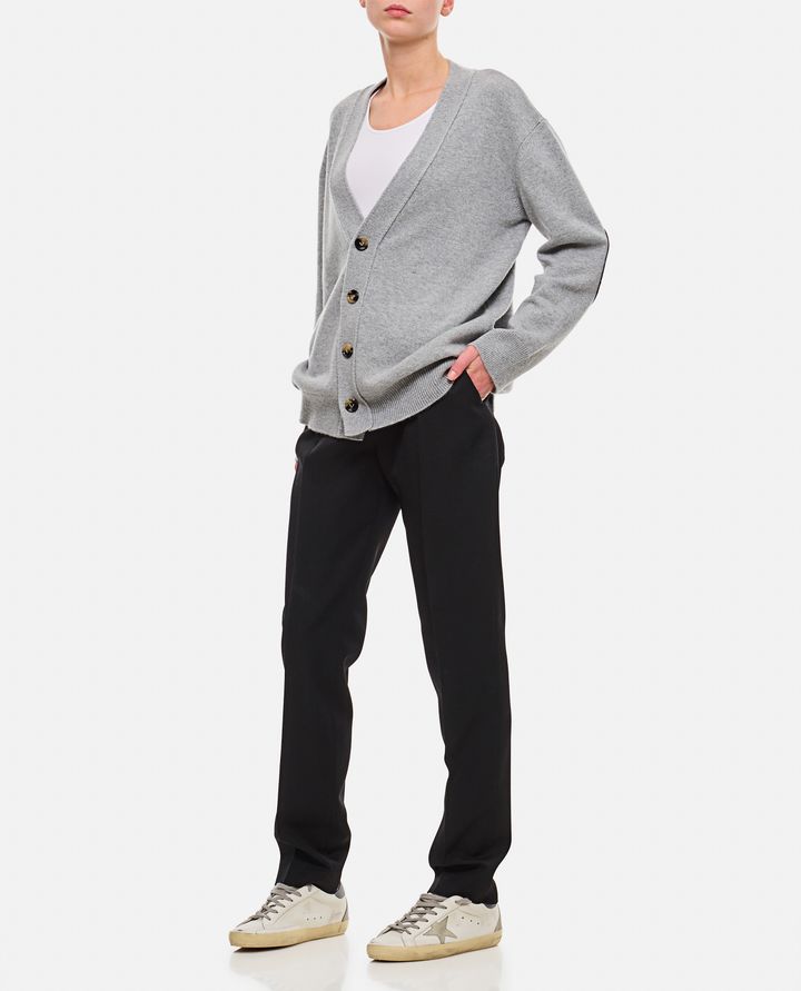 Bottega Veneta CARDIGAN IN CASHMERE CON TOPPA IN PELLE INTRECCIATA SUL GOMITO