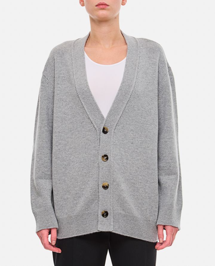 Bottega Veneta CARDIGAN IN CASHMERE CON TOPPA IN PELLE INTRECCIATA SUL GOMITO