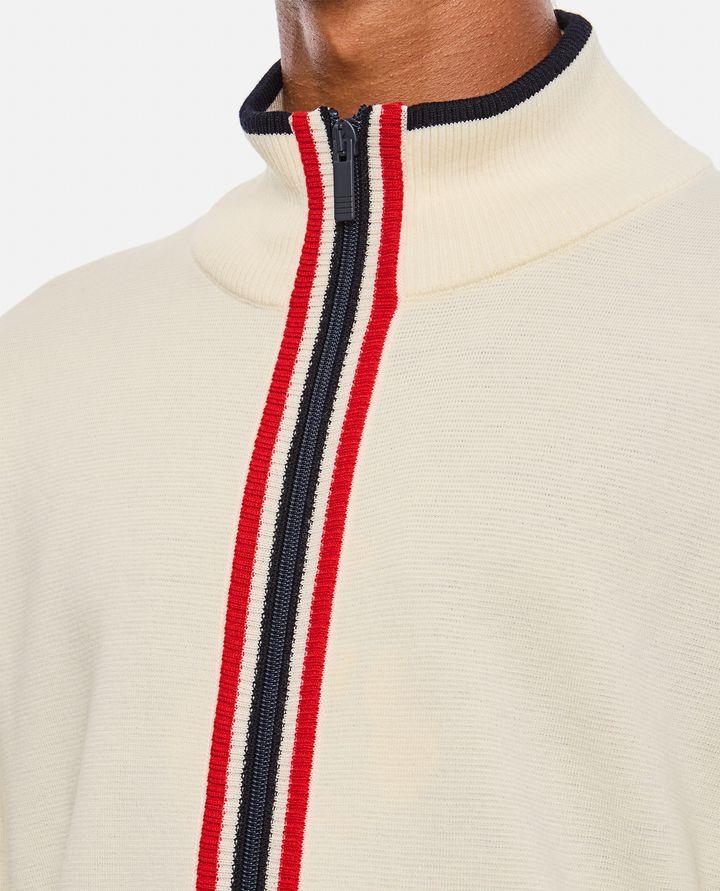 Thom Browne CARDIGAN IN LANA VERGINE FULL ZIP BIANCO DA UOMO