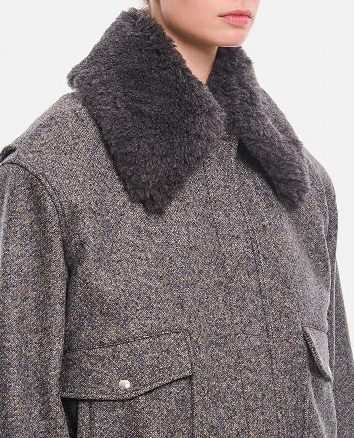 Stella McCartney GIACCA CON ZIP E PROFILI IN LANA TEDDY