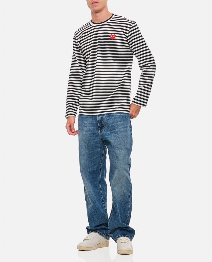 Comme Des Garçons Play MAGLIETTA A MANICHE LUNGHE A RIGHE CON LOGO