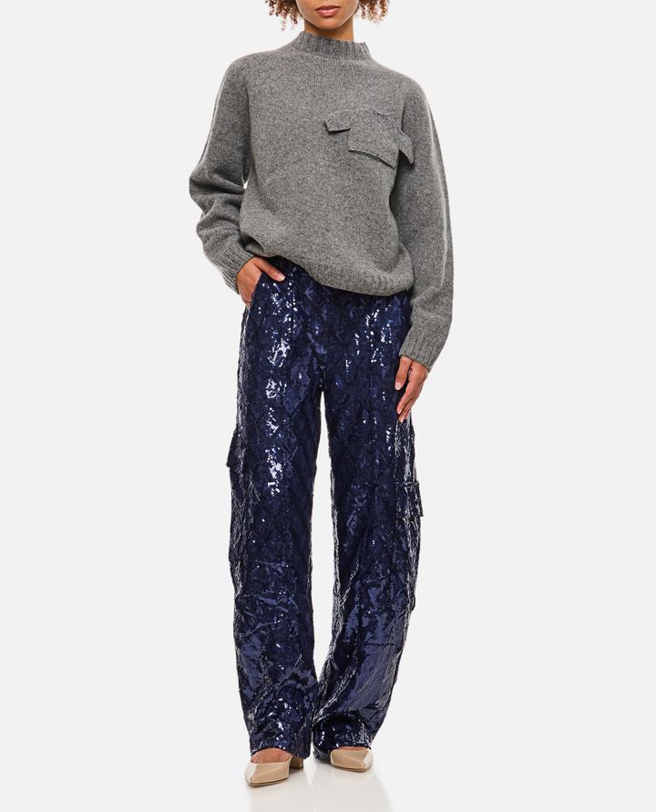 Rotate Birger Christensen PANTALONI CARGO CON PAILLETTES