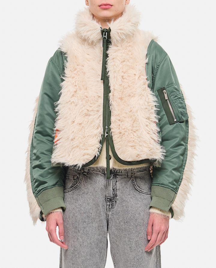 Sacai BOMBER CON INSERTI IN ECOPELLICCIA