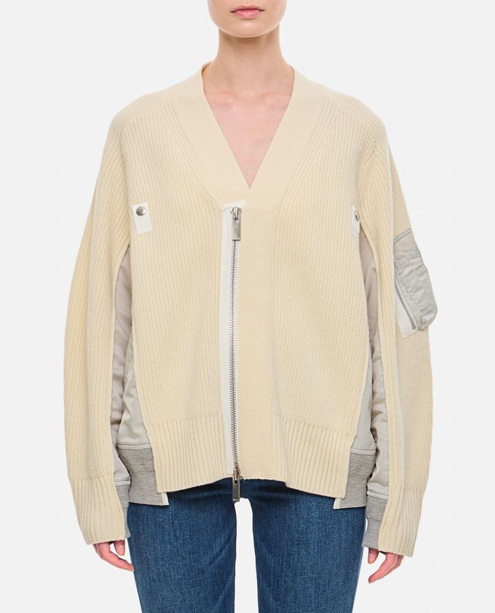 Sacai MCARDIGAN IN LANA E TWILL DI NYLON