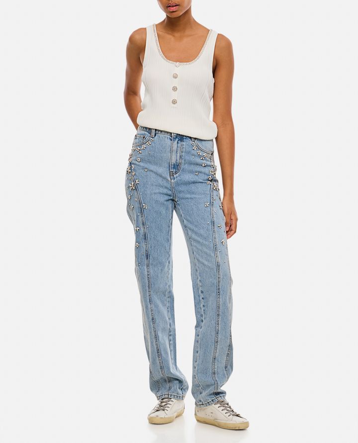 Self-Portrait CRYSTAL EMBELLISHED DENIM JEANS