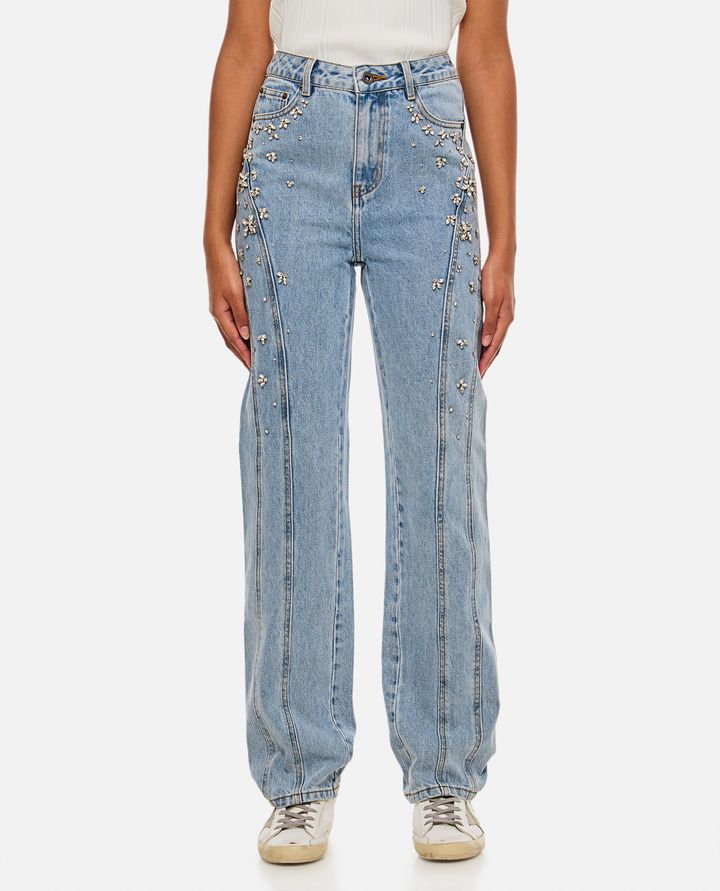 Self-Portrait CRYSTAL EMBELLISHED DENIM JEANS
