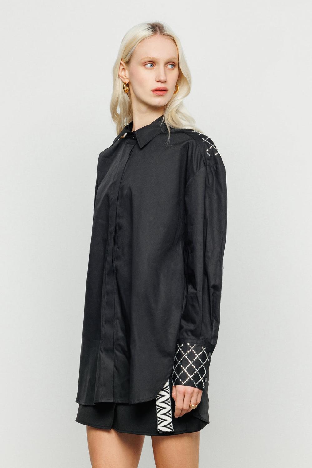 Akep CAMICIA OVERSIZE AKEP CON DETTAGLIO STRASS