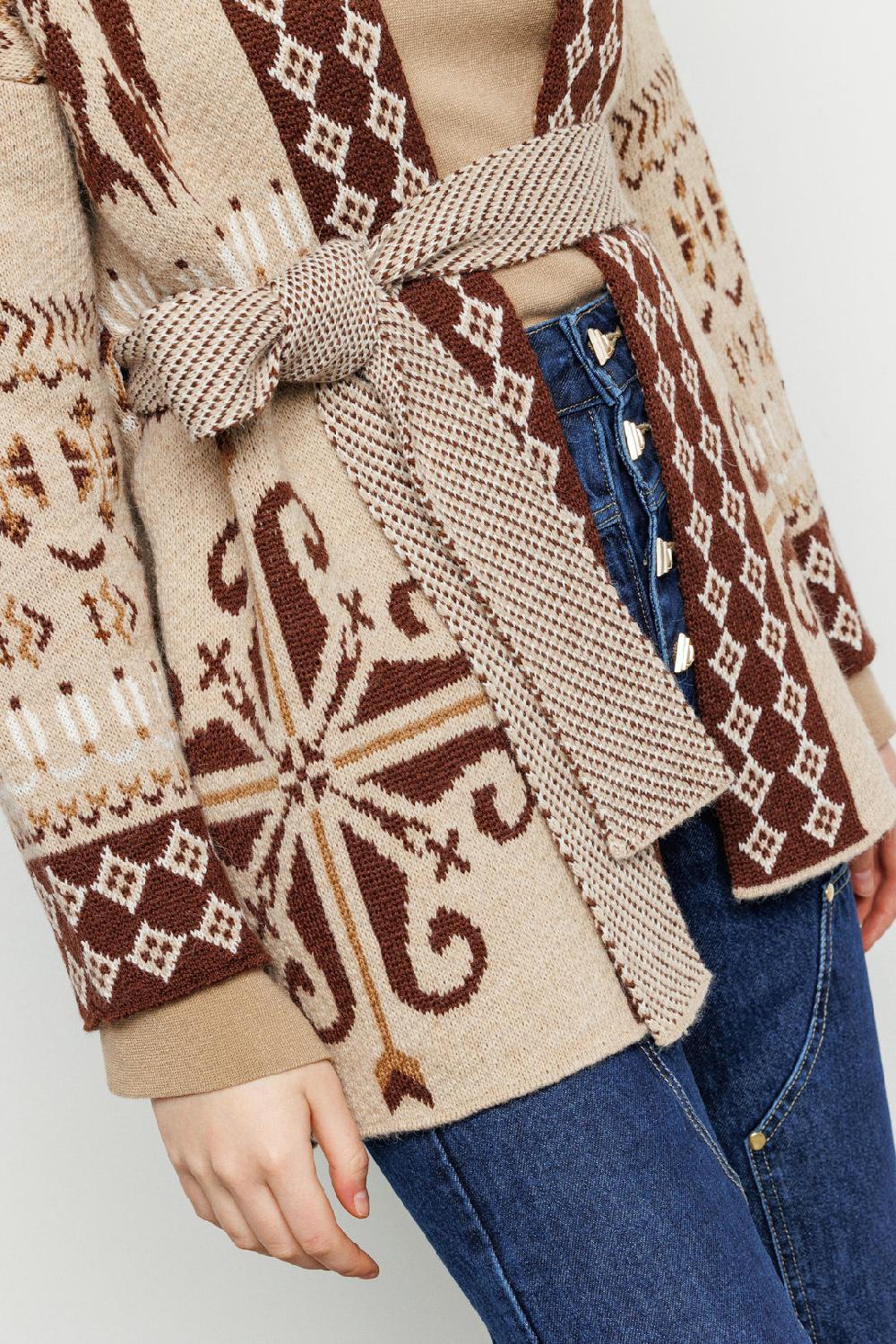 Akep CARDIGAN AKEP IN JACQUARD CON CINTURA