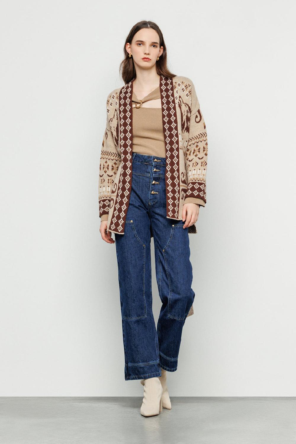 Akep CARDIGAN AKEP IN JACQUARD CON CINTURA