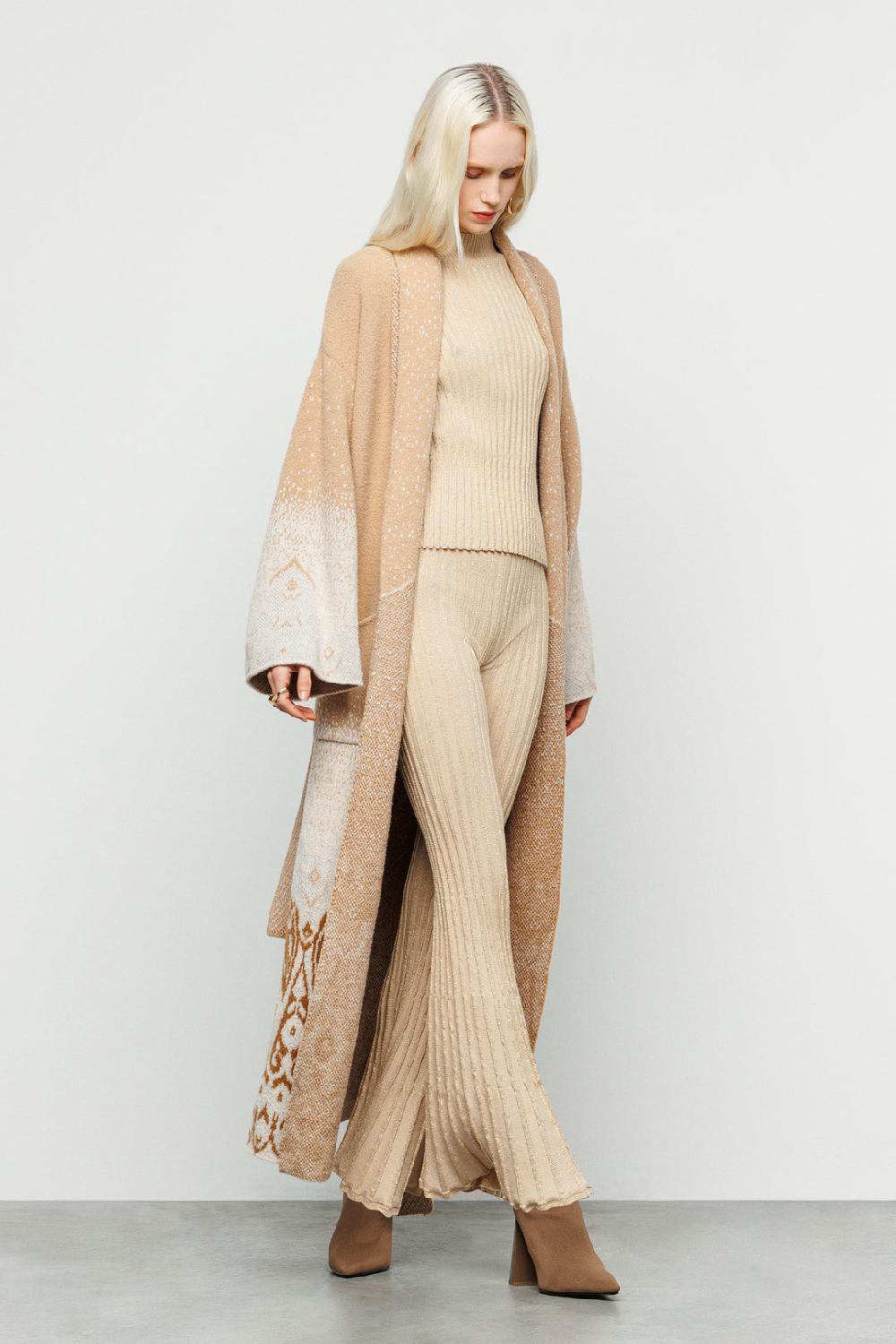 Akep CARDIGAN LUNGO AKEP IN MISTO LANA CON CINTURA