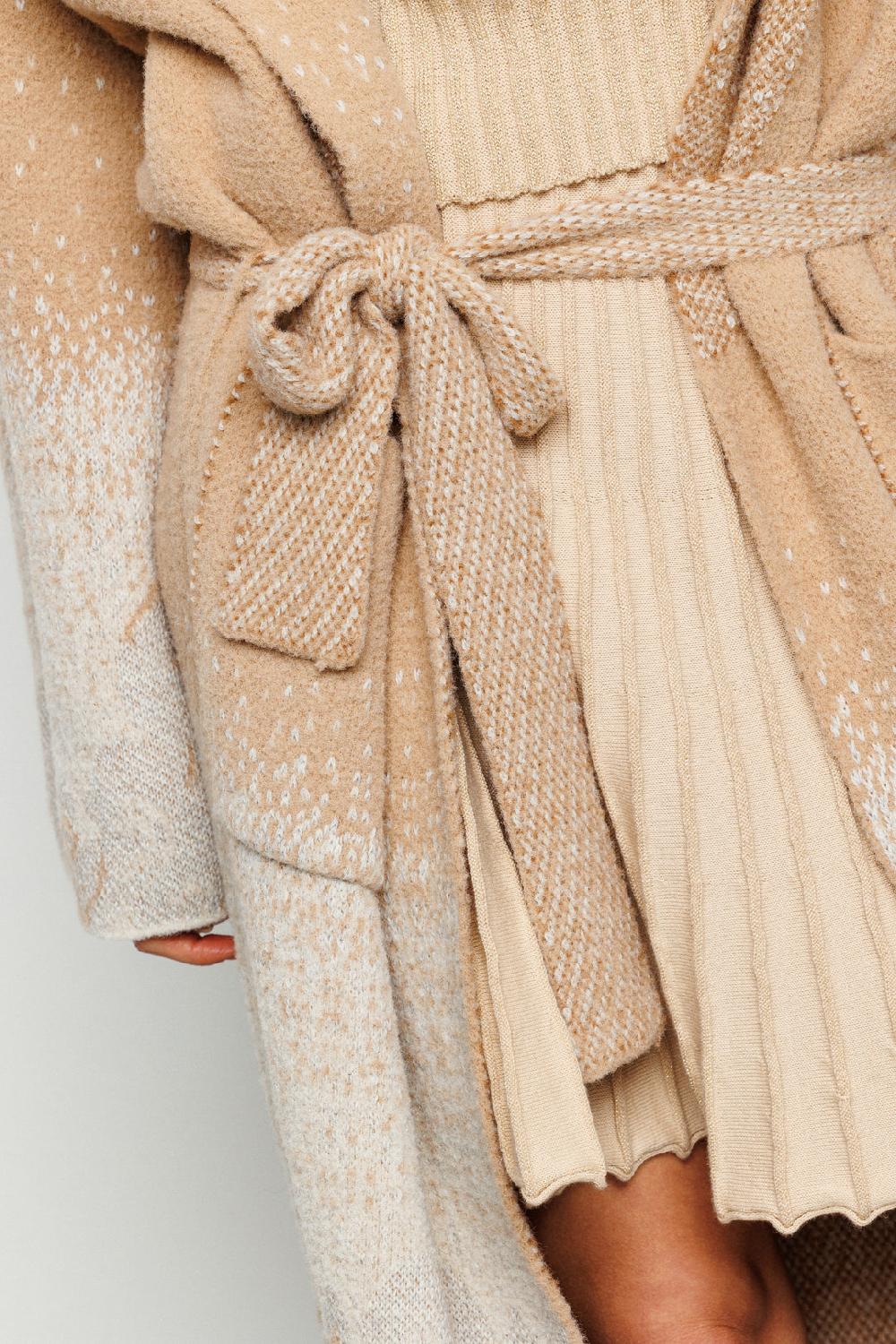 Akep CARDIGAN LUNGO AKEP IN MISTO LANA CON CINTURA