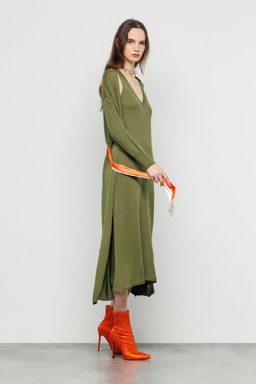 Akep CARDIGAN MIDI CON FOULARD IN VITA