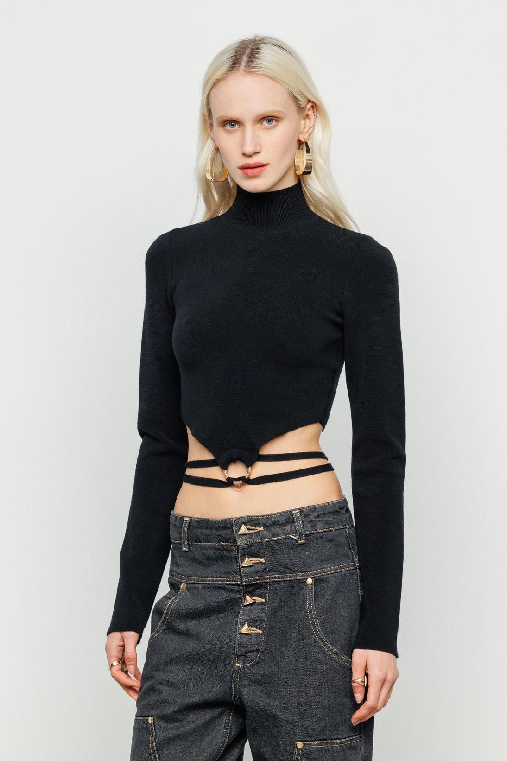 Akep CROP TOP AKEP A COLLO ALTO CUT CHEST