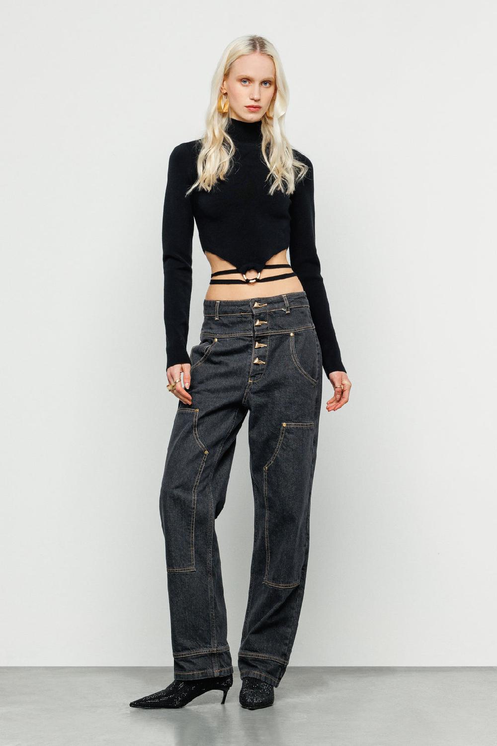 Akep CROP TOP AKEP A COLLO ALTO CUT CHEST