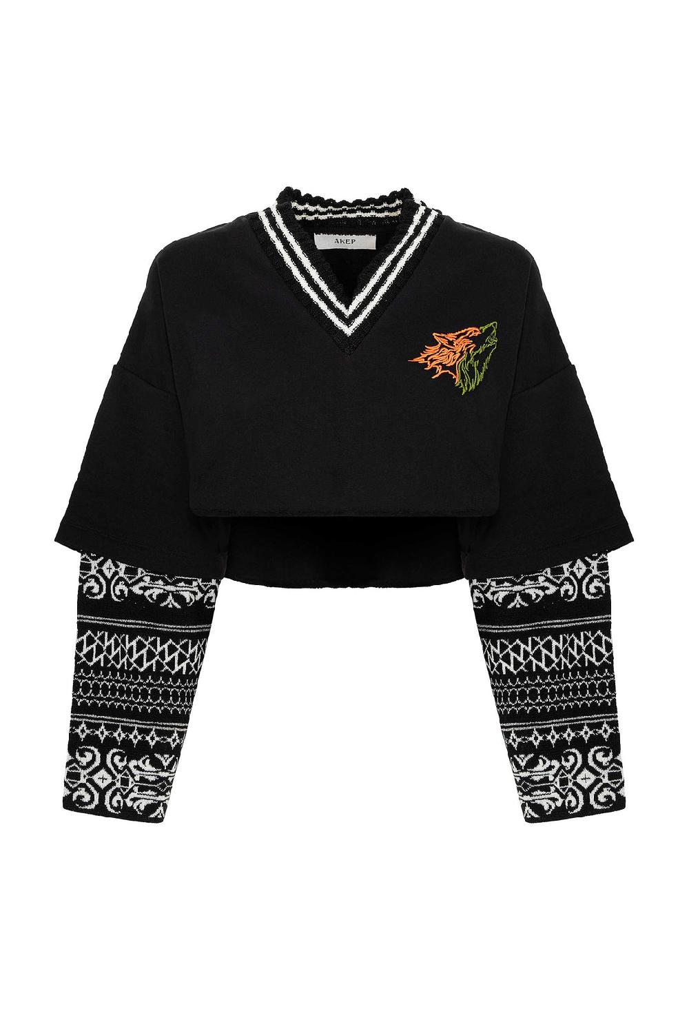 Akep FELPA AKEP CROPPED CON MANICHE IN JACQUARD